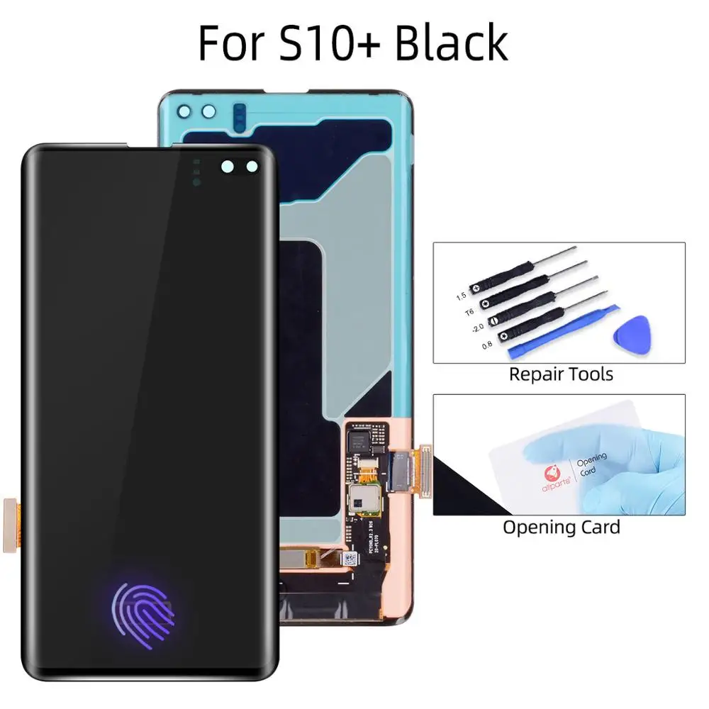 Для samsung S10 lcd дисплей G973F G973 для samsung Galaxy S10 Plus S10+ S10E lcd G975 G975F сенсорный экран дигитайзер - Цвет: S10 Plus Black