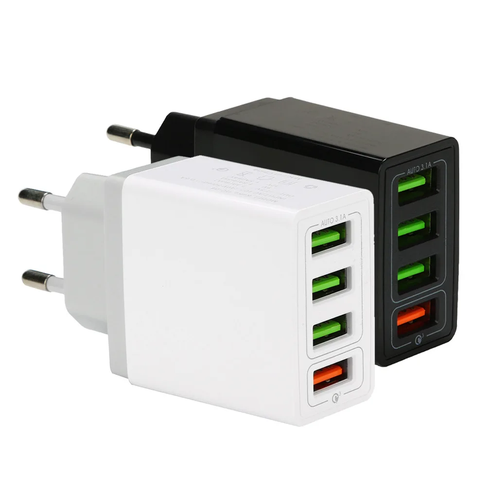 48 Вт Быстрая зарядка 4 USB порта зарядное устройство для samsung S9 iPhone 7 8 huawei P20 Xiaomi QC 3,0 быстрое настенное зарядное устройство США ЕС Великобритания штекер Адаптер - Тип штекера: Европейский Союз (ЕС)