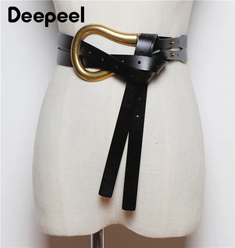 Deepeel 2 см* 123 см женский кожаный двухслойный пояс широкий пояс Пряжка подковы индивидуальный простой пояс украшение YK683