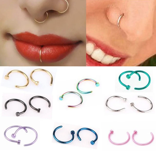 Fake Black 20G Lip Ring - 925 Black Faux Lip Piercing Hoop