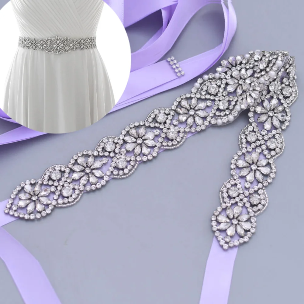 

TOPQUEEN S161B Rhinestones Belt Sparkly Belt Wedding Belts for Bridesmaids Formal Belt Red Lavender Dress Sash Bridal Sash