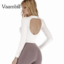 Женская футболка с открытой спиной и длинным рукавом для йоги, женский спортивный топ для спортзала, Женские топы для тренировок, спортивная рубашка, футболка для фитнеса, спортивная одежда