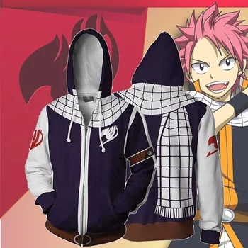 

Fairy Tail 3D Print Cosplay Hoodies Sweatshirts Casual Zipper streetwear hoodie men/women anime hoody streetwear Coat Jacket