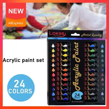 

12ml Acrylic Paint Set 24colors Profession Art Painting Supplies Fabric Painter For Artist Drawing Drawing Set Art Pigment F7G6