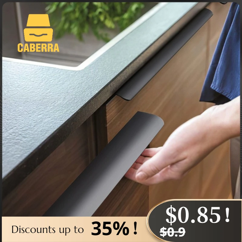 Золотые черные скрытые ручки Длинные для кухонного шкафа ящиков из алюминиевого