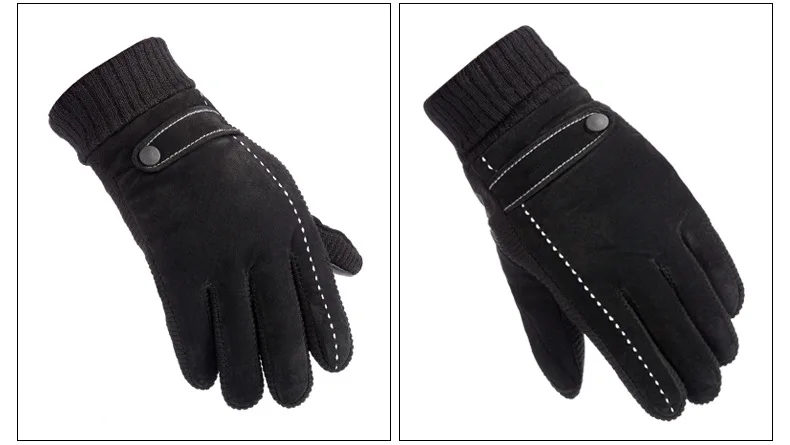 Новые зимние теплые перчатки мужские из натуральной кожи Guantes мужские уличные мотоциклетные перчатки для верховой езды коричневые перчатки с сенсорным экраном свиная кожа Luvas