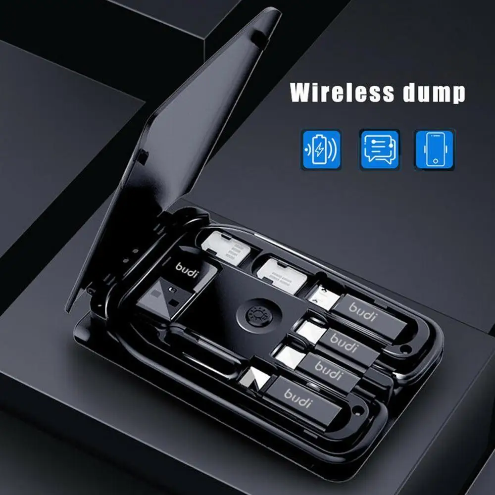 

Dropshipping Multi-function Universal Smart Adaptor Card Storage Data Cable USB Box Wireless Charging for iPhone Xiaomi Huawei
