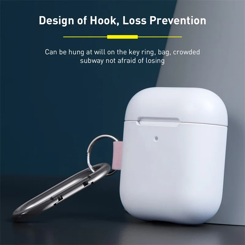 Чехол для наушников Baseus для Airpods 2 1, силиконовый чехол с крючком для AirPods, чехол, противоударный защитный чехол для Airpods Coques