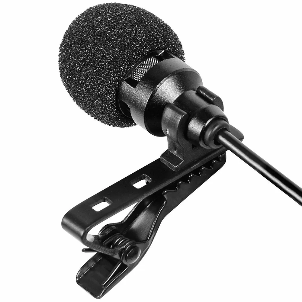 Professional Microphone 3.5mm Dual Head Tie Clip on Mic Lavalier Lapel Mini Microphone For PC Laptop Mobile Phone Portable