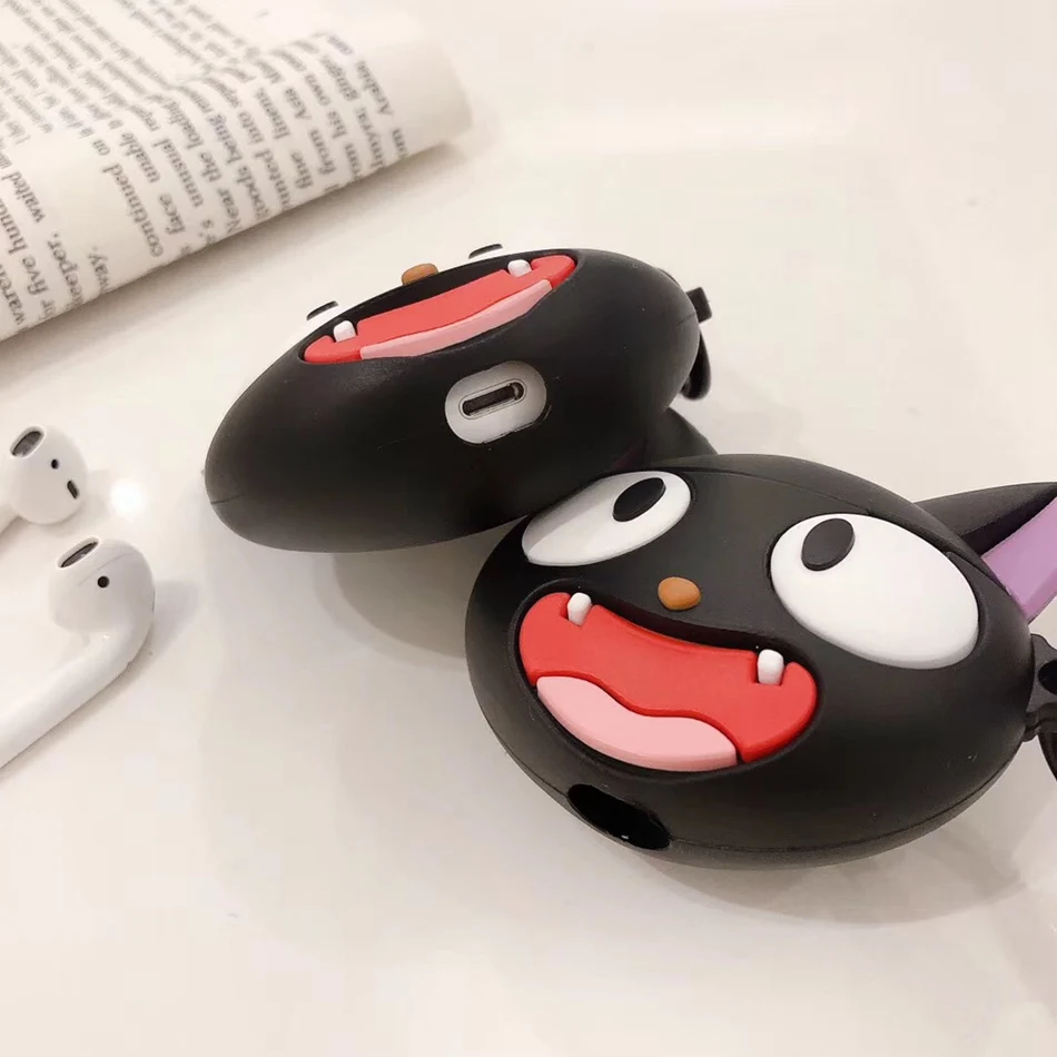 Для AirPods чехол 3D игривый Черный кот Jiji чехол для наушников для Airpods 2/i10/i11 TWS Защитная крышка с крючок карабина