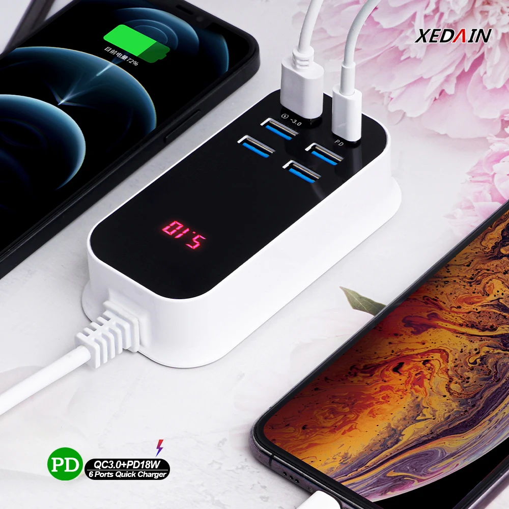 usb quick charge 3.0 PD Fast Charging Multi-Port USB Charger For iPhone iPad Xiaomi Samsung Huawei Charging 5V/3A EU/U.S. Plug Adapter 65 w charger