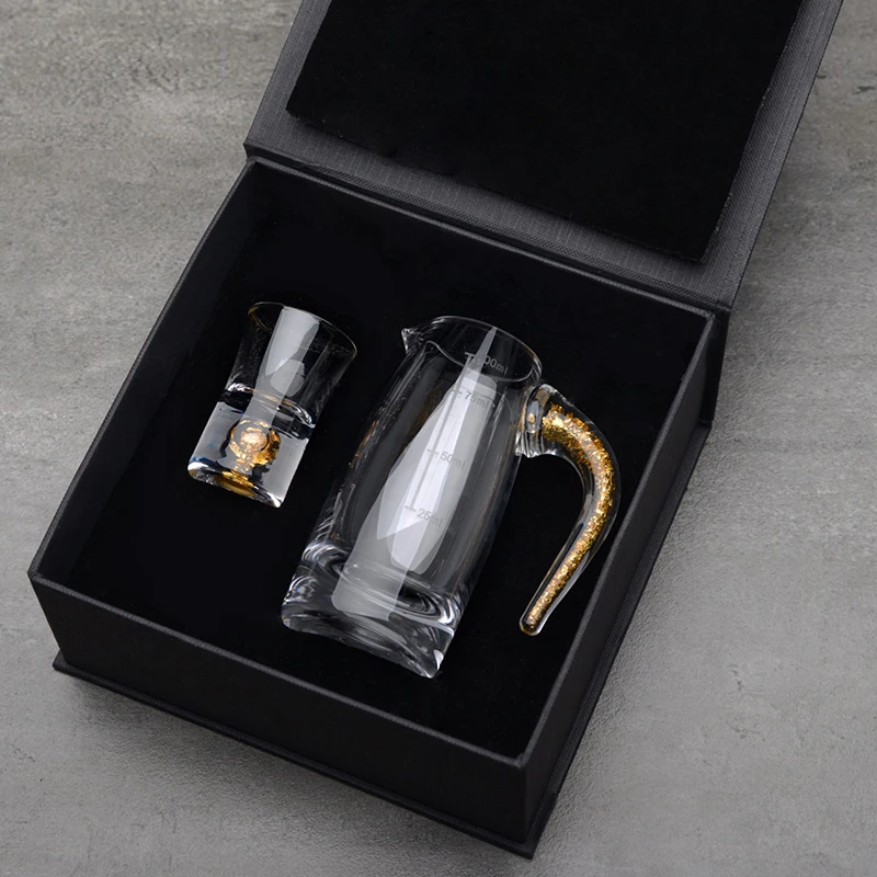 1 Decanter 1 Cup 24K Изысканная Золотая фольга превосходный Кристалл рюмка диспенсер набор ликер Спирит водка Саке Вино Графин разделитель маленький стакан es чашки - Цвет: 1 Decanter 1 Cup