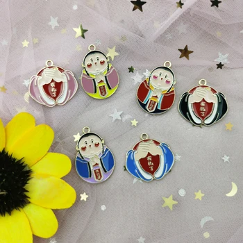 

10Pcs/Lot Kawaii Confucius Metal Charms Enamel Teacher Pendants Fit Jewelry DIY Accessory Necklace Earring Floating Crafts