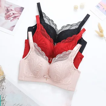 

Underwear Bra Luxury Nobility Seemless Bra Deep V-Free Steel Ring Moderate Lift in Female Seamless Embroidery