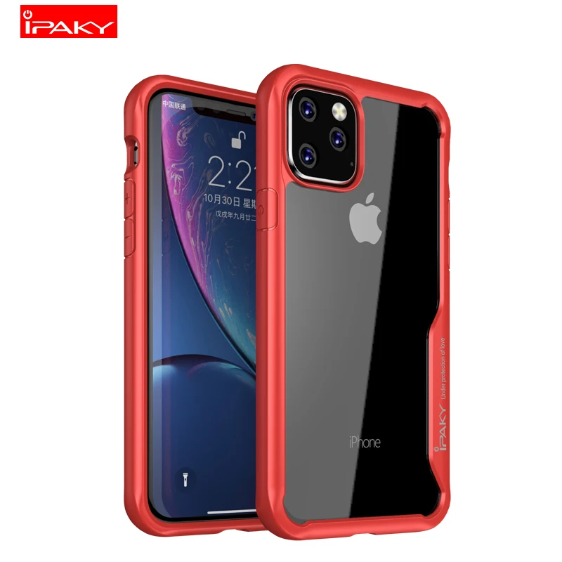 Red Чехол для iphone 11 IPAKY противоударный чехол Роскошный прозрачный силикон ТПЭ+ Чехлы для телефона для apple iphone 11 pro максимальный чехол - Цвет: Red