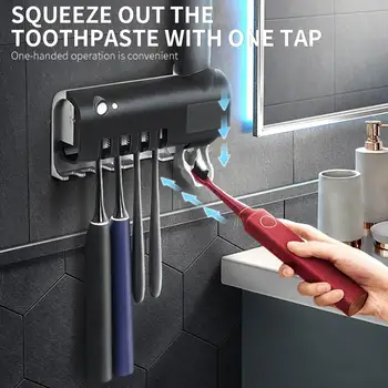 

Toothbrush Disinfection UV Toothpaste Squeezer Portable ABS Wall Mount Uv Sterilizer Toothbrush Sterilizer Bathroom
