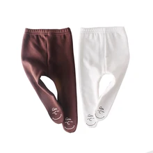 От 0 до 3 лет Хлопковые Штаны для новорожденных; теплые брюки на осень и зиму; милые леггинсы для маленьких девочек; очень мягкие хлопковые колготки