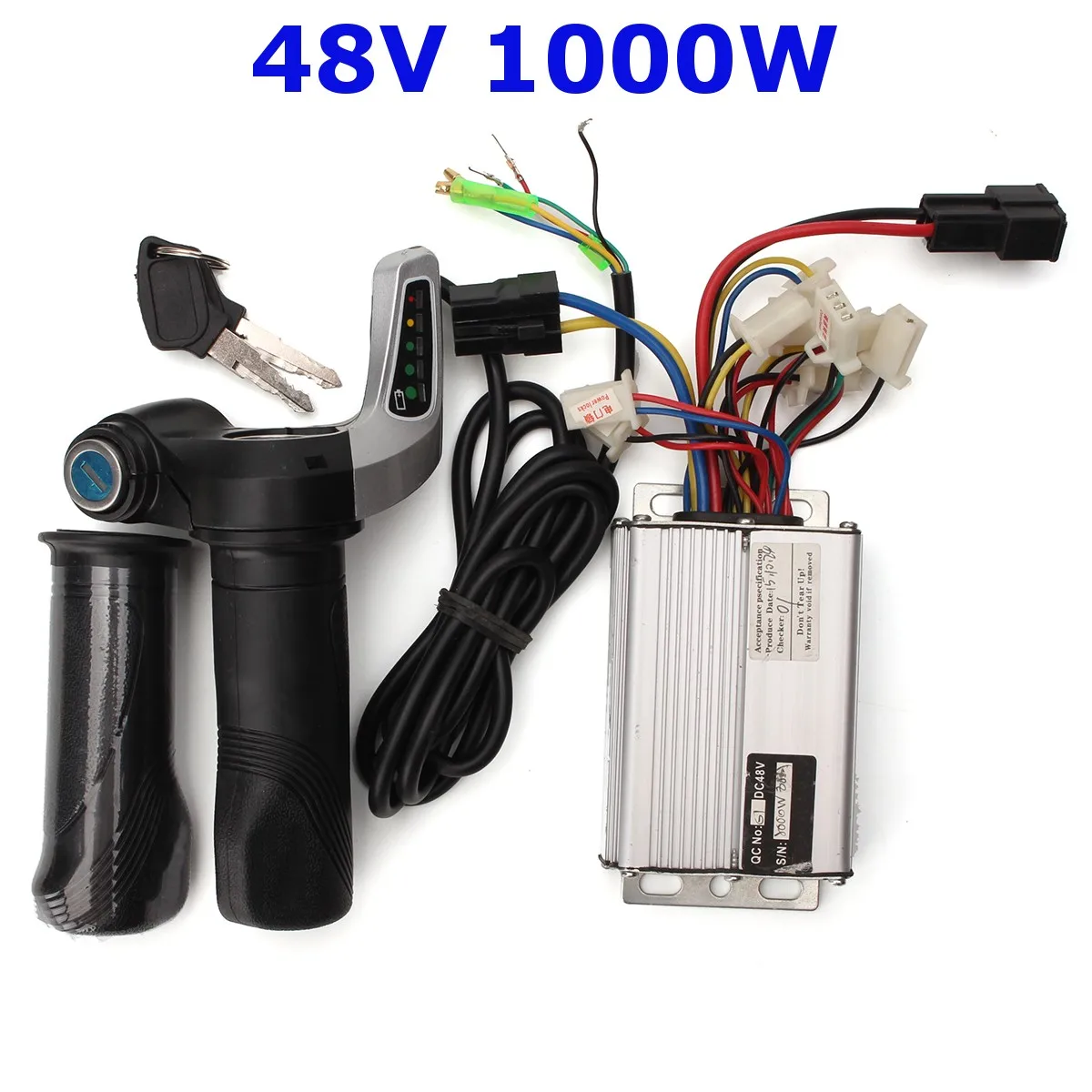 

48V 1000W Electric Bike Motor Brushed Speed Controller +Throttle Grip with LCD display Terminal End for Electric Scooter Bicycle