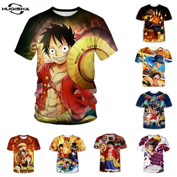 새로운 애니메이션 원피스 Luffy 패션 키즈 소년 소녀 어린이 T 셔츠 3D 캐주얼 여름 남성 여성 만화 재미 T 셔츠 탑스 티셔츠