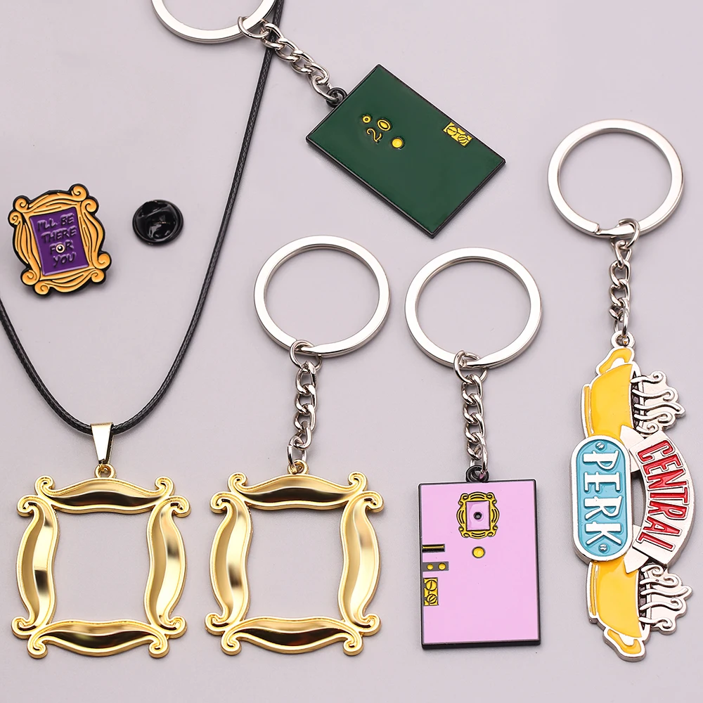 TV Series Friends Keychain Central Perk Coffee Time Metal pendant Key chain car keyring Christmas Gifts for Friends keys holder