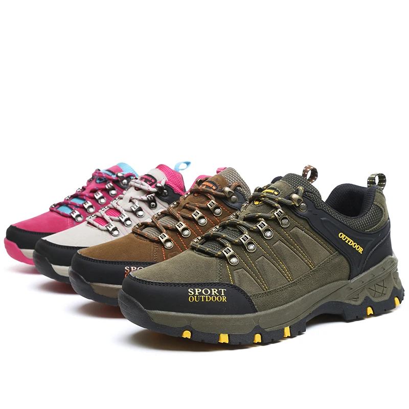 Зимние женские Треккинговые водонепроницаемые ботинки, обувь для альпинизма, спортивная обувь с резиновой подошвой, обувь из нубука для мужчин, пара YTd-575