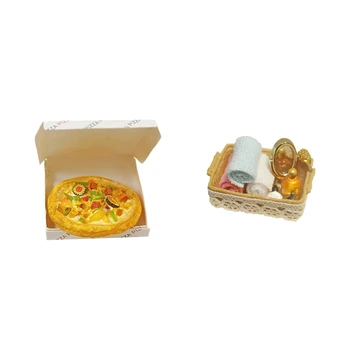 

1 Pcs 1/12 Dollhouse Miniature Mini Pizza Toys & 1 Pcs 1/12 Dollhouse Miniature Bathroom Doll House Accessories