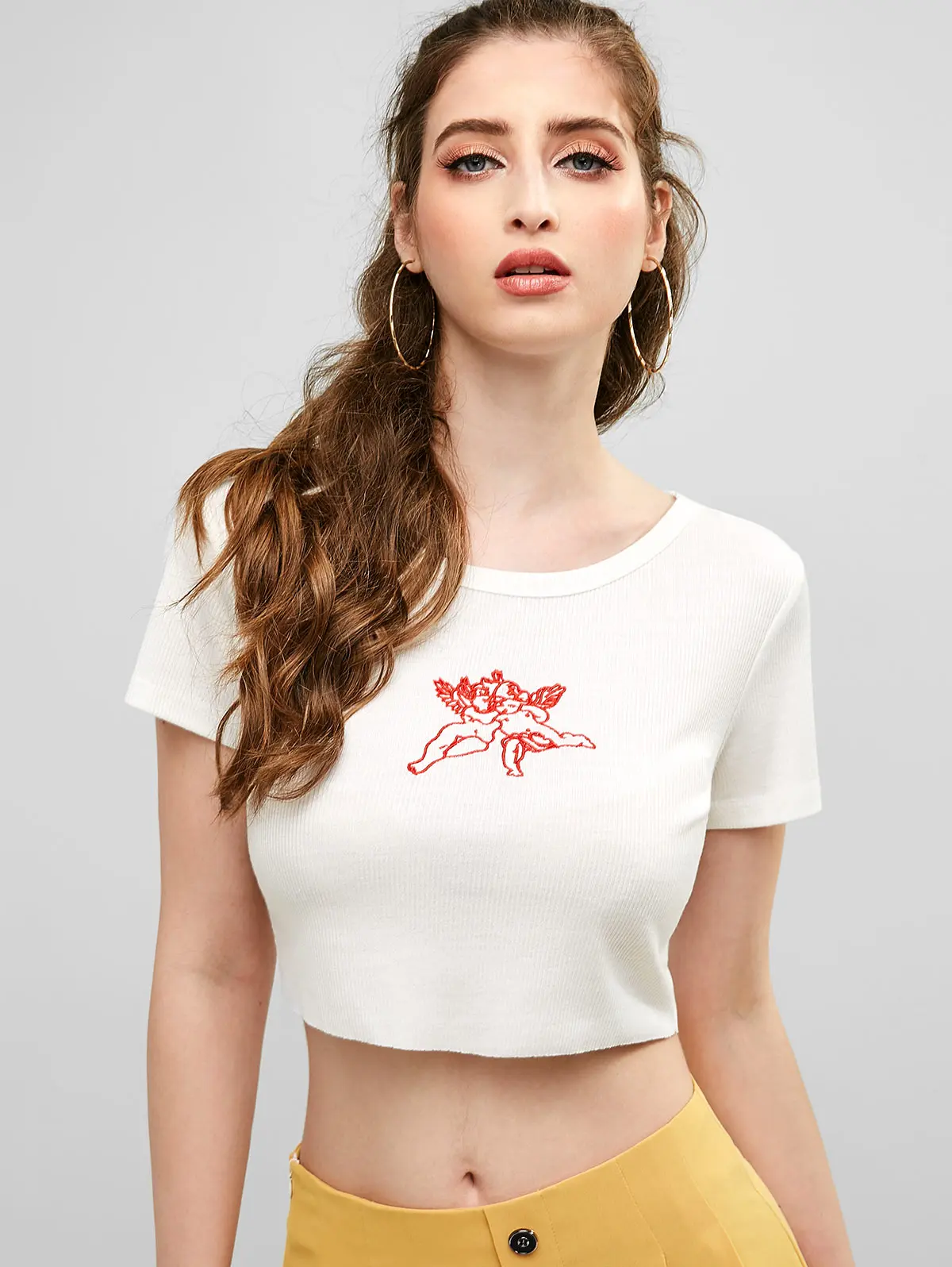 angel embroidered shirt