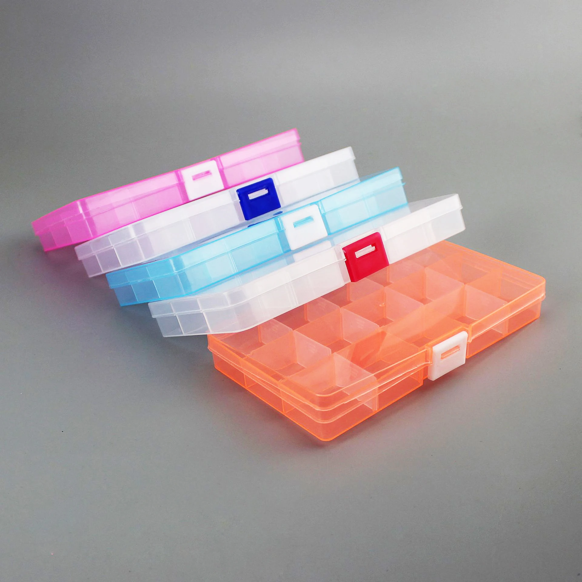

15 Grids Plastic Rectangle Slot Adjustable Jewelry Transparent Storage Box Case Holder Craft Organizer Beads Jewelry Container