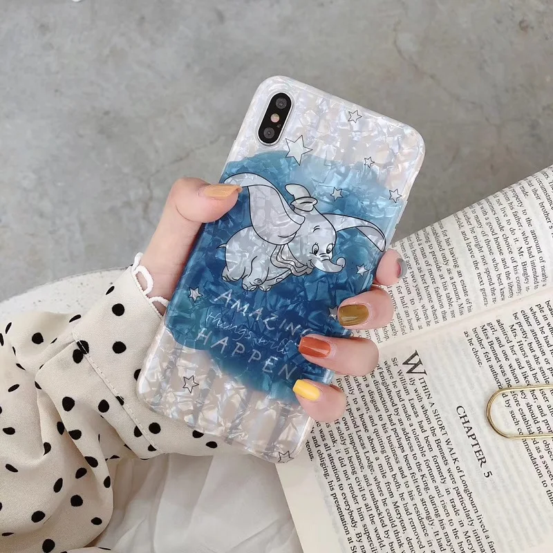 

Cartoon Flying Elephant Conch Shell for iphone xs max xr 7 8 plus cute dumbo case for iphone XS MAX XR X 7 8
