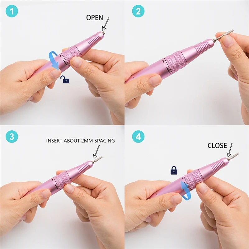 Розовый/черный профессиональный электрический сверлильный станок для маникюра