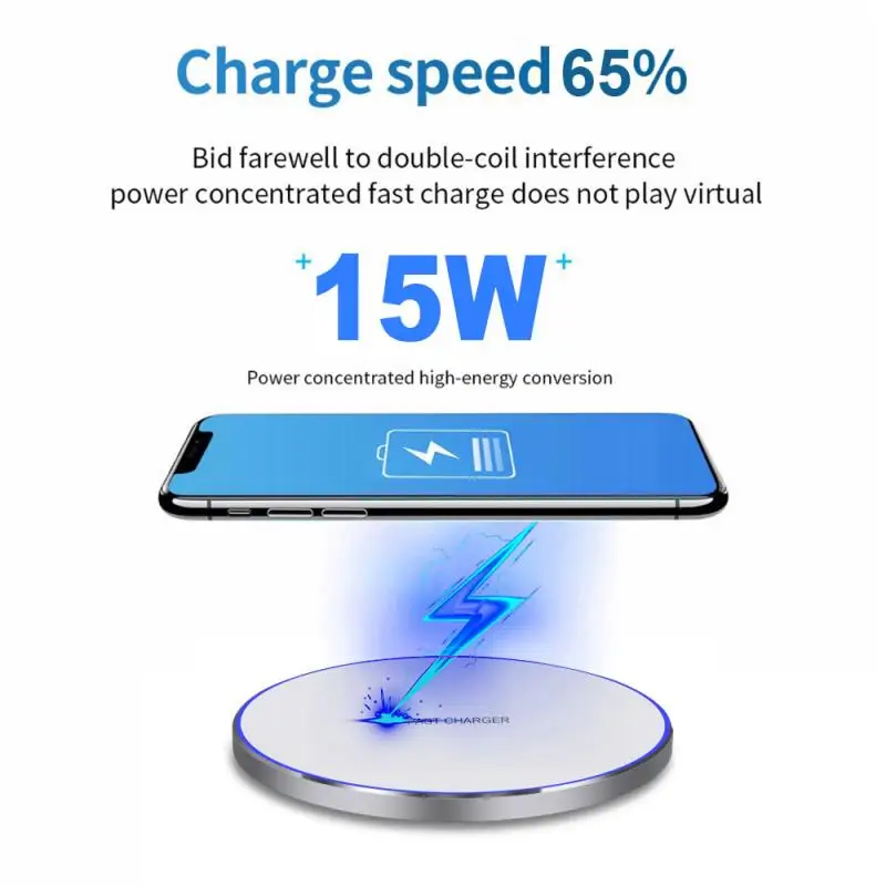 

15W Fast Qi Wireless Charger Pad Charging Dock Pad Mobile phone charger For iphone Huawei Xiaomi Sumsung SmartPhone charger