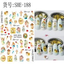 1pcs SHE-Series Angel Heavenly Father Nail sticker Clover Dragon Nail Decals Pattern Trasnfer Sliders Nail Art Decoration