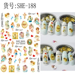 1pcs SHE-Series Angel Heavenly Father Nail sticker Clover Dragon Nail Decals Pattern Trasnfer Sliders Nail Art Decoration