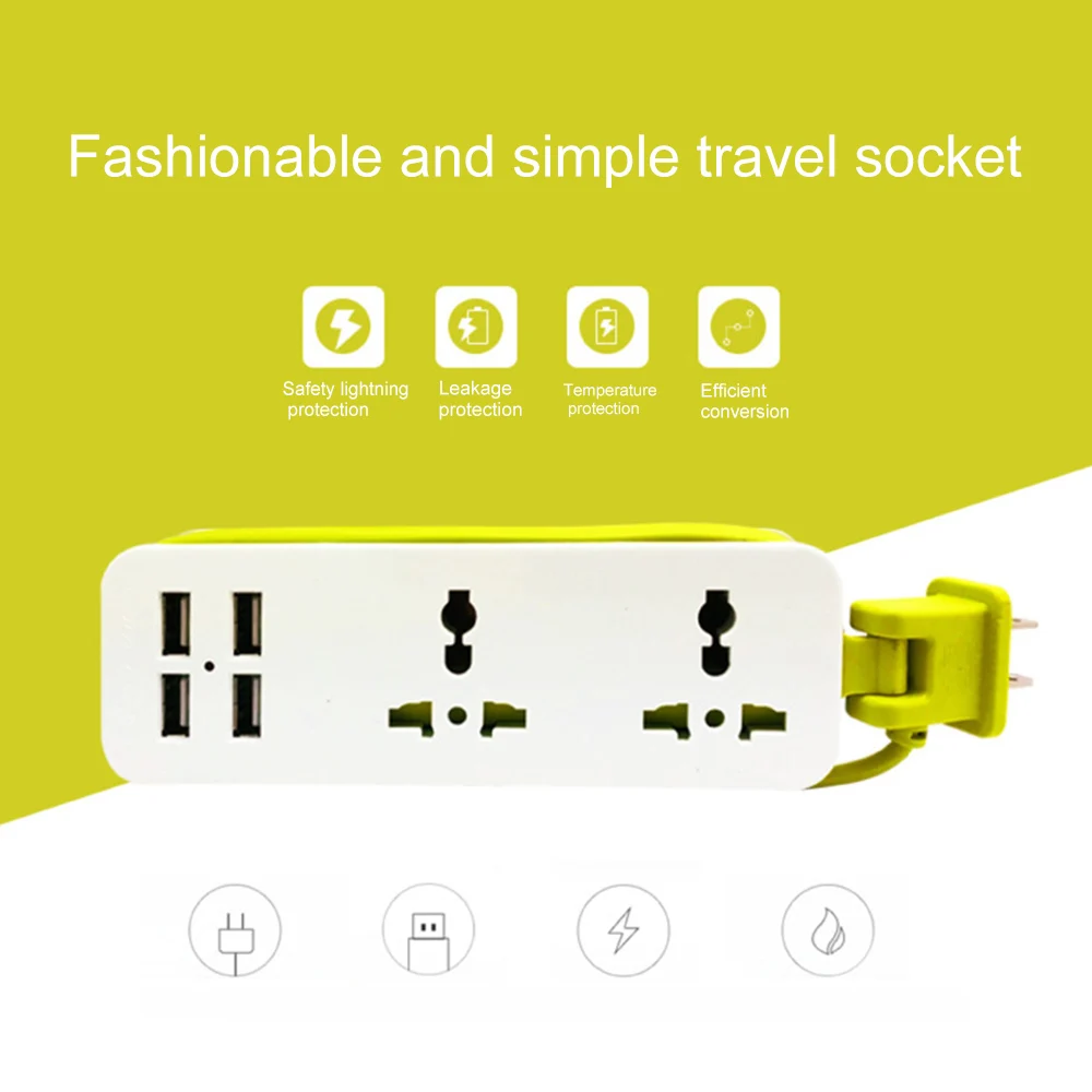 Штепсельная Вилка для ЕС/Великобритании/США, 4 USB, сетевой шнур, несколько разъемов, портативный кабель для мобильных телефонов, 1,5 м, для смартфонов, планшетов, 5 В, а/А