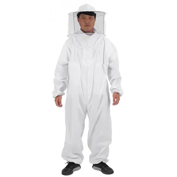 

Protective Clothing Zipper Professional Equipment With Veil Hood White Beekeepers Bee Suit Outfit Polyester Jaket Full Body