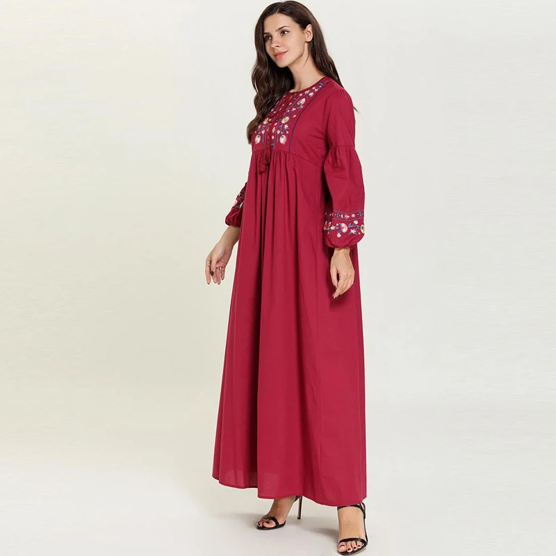 Vestidos кафтан красный абайя Турция Дубайский кафтан арабский мусульманский хиджаб платье для женщин Оман халат Musulmane Longue Elbise Исламская одежда