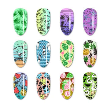 

6*12cm Stainless Steel Nail Seal Board Deer Bird Rose Butterfly Geometric Stripe Pattern Mould Nail Art Stamp Template BB2