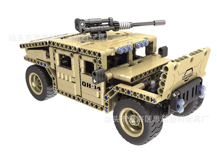 QIHUI 8014 электрический пульт дистанционного управления Hummer автомобильные строительные блоки детские сборные строительные блоки обучающие DIY военные модели
