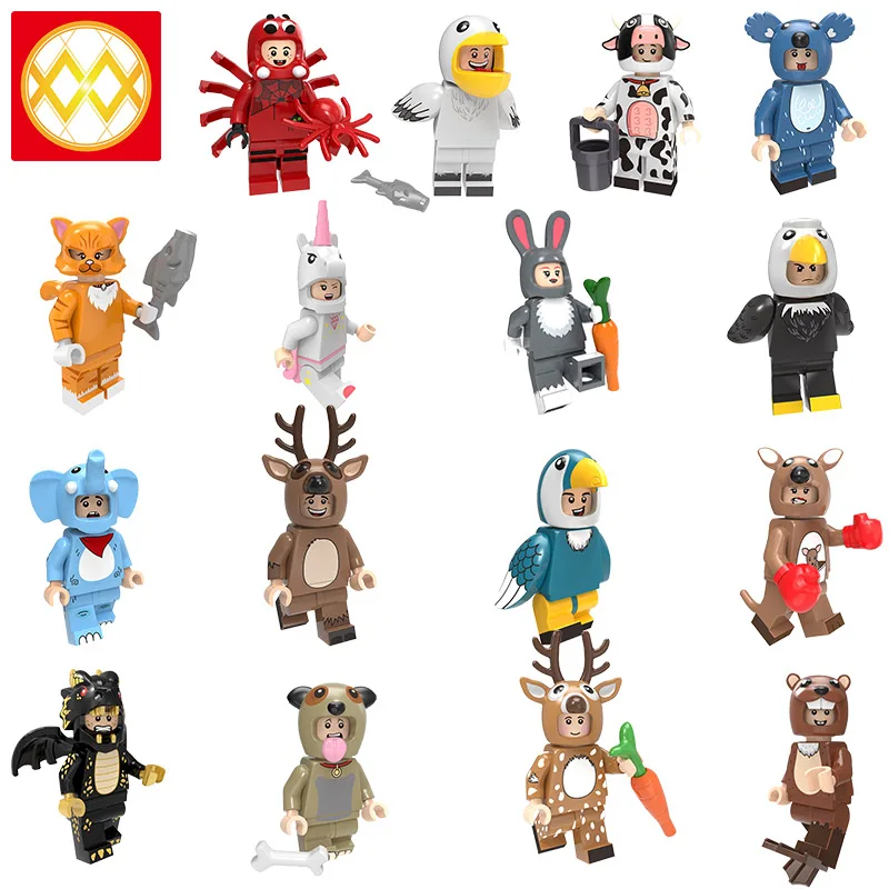 PG8279 накачивание мультфильм Микки Минни белка Kiki Duo утка Скрудж макдак экшн строительные блоки детские игрушки
