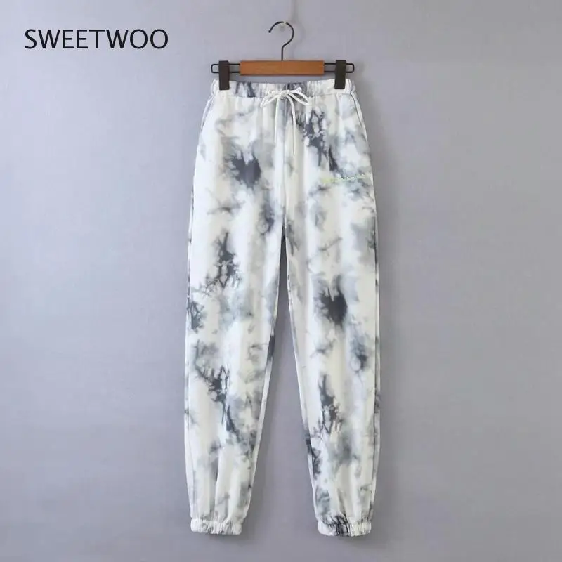 

Женские вязаные спортивные брюки с принтом, свободные брюки С Вышивкой Букв, новинка 2021