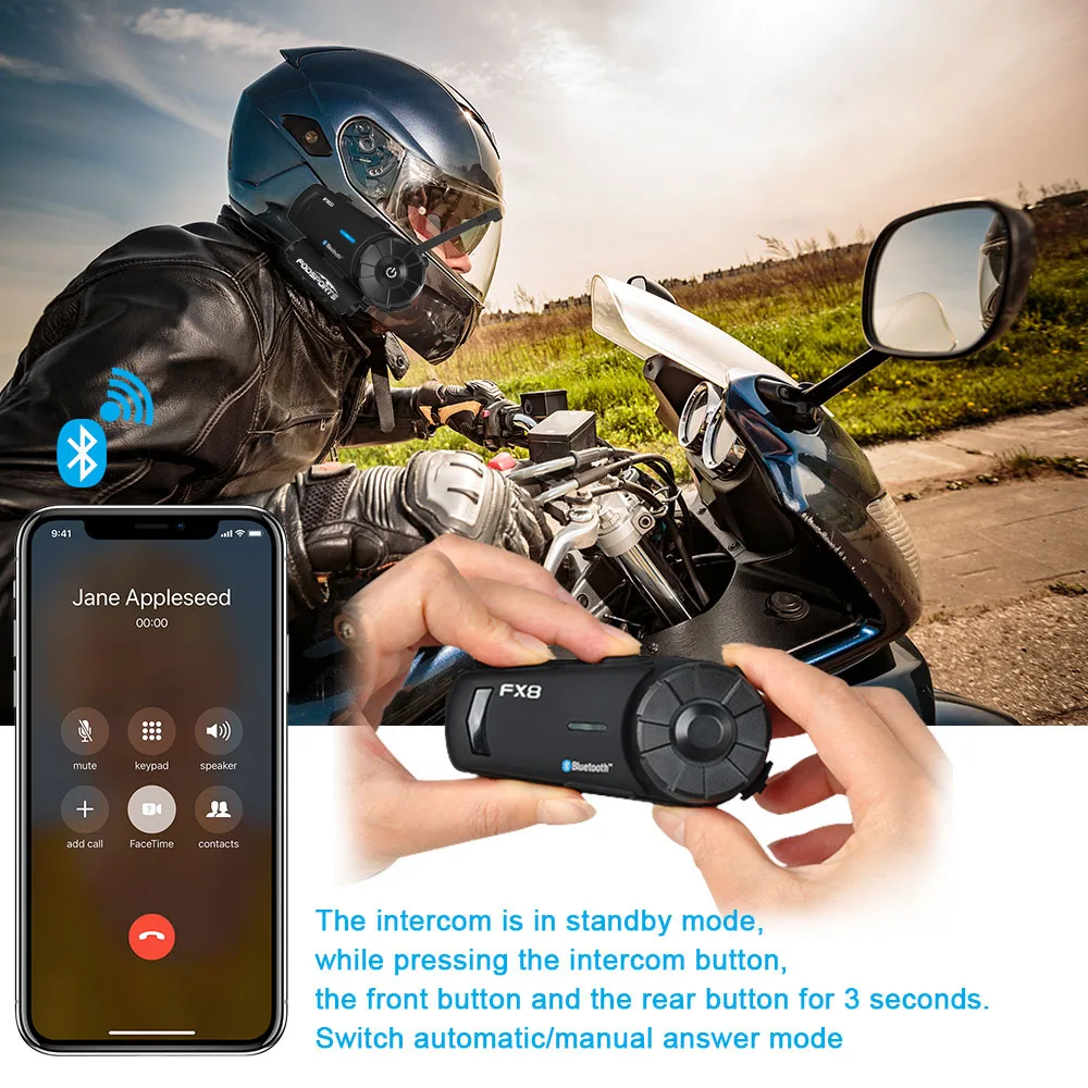 Fodsports 2 шт FX8 мотоциклетный шлем Интерком 8 Rider 1000 м шлем Bluetooth гарнитура группа Интерком Moto Intercomunicador FM