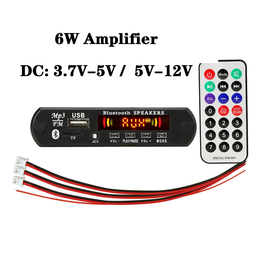 Manos libres 3V 5V 12V MP3 jugador decodificador Junta Bluetooth placa decodificadora de MP3 FM Kit de coche Radio TF USB 3,5 MM WMA AUX receptor de Audio