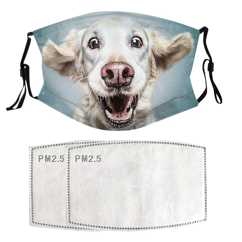 Kawaii Dog mask With 2 Filters Adult PM2.5 Man Woman Washable Face Mask Reusable Mouth Protective Cloth Caps masque | Дом и сад