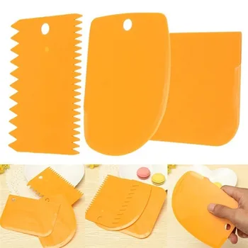 

3pcs/set Baking DIY Pastry Tools Plastic Dough Knife Icing Fondant Scraper Decorating Plain Smooth Spatulas Cutters Cake Tools