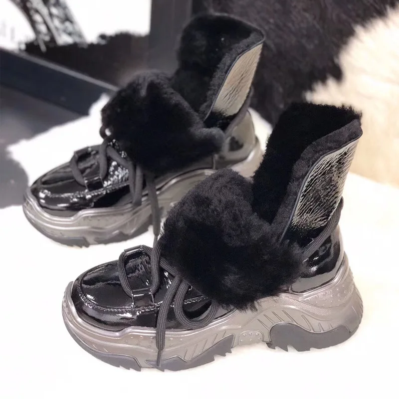 Bottes femme/Новая зимняя обувь; женские зимние ботинки; зимние ботинки из натуральной кожи с перекрестной шнуровкой; botas mujer