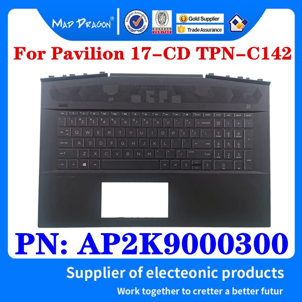 Nuovo Muslimate Per Hp Pavilion Gaming 17 17-Cd0000 17-Cd Tpn-C142 Laptop Us Palmrest Cover Superiore Custodia Tastiera Retroilluminata Argento