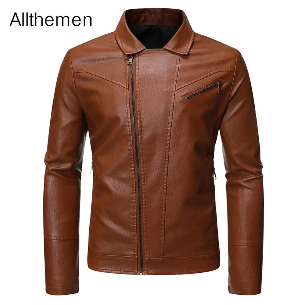 Мужская Осенняя мотоциклетная винтажная кожаная куртка Allthemen одежда модная