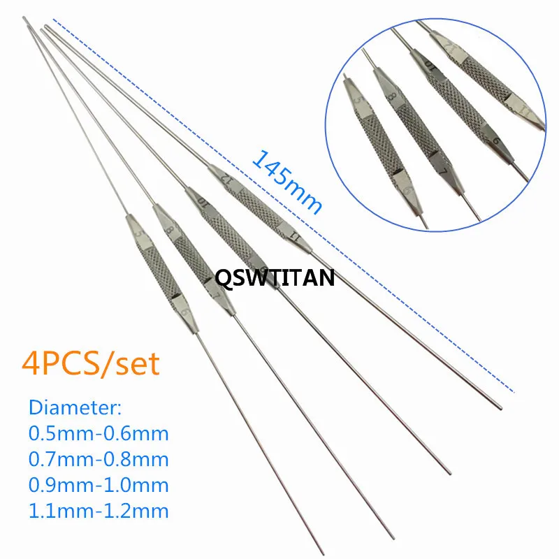 Ophthalmic instruments double ended lacrimal passage probe flushing stainless steel titanium probe plugging tool 4pc/set