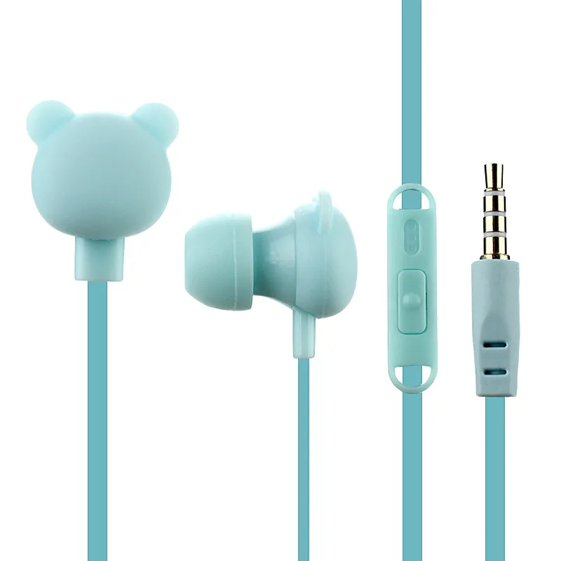 Colorful Cartoon Cute Earphone Studio with Mic Button Remote Bear Earphone for iPhone Samsung Huawei xiaomi Birthday Gift