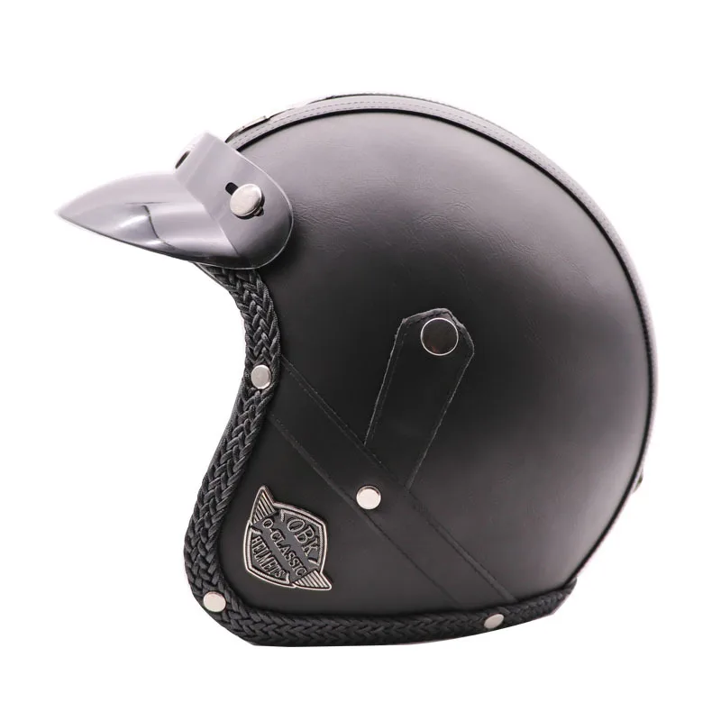 Ручной ретро мотоциклетный шлем, полный шлем для мужчин и женщин, крутой шлем Harley 3/4, Педальный Круизер, кожаный шлем